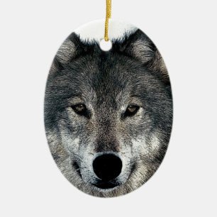 Ornement En Céramique Loup gris