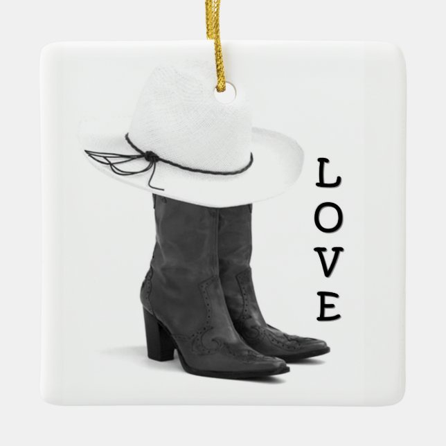 ORNEMENT EN CÉRAMIQUE **LOVE COUNTRY AND BOOTS** ORNAMENT DE NOËL (Devant)
