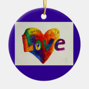 Ornement En Céramique Love Rainbow Heart Parties scintillant Ornament Ar