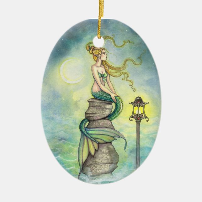 Ornement En Céramique Lovely Green Mermaid par Molly Harrison (Devant)