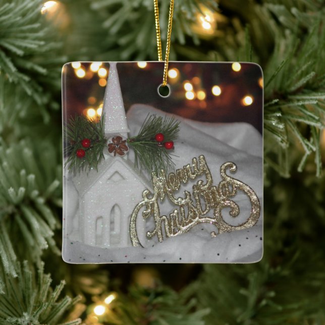 Ornement En Céramique Lumières de l'église rustique Joyeux Noël James 1: (Arbre)