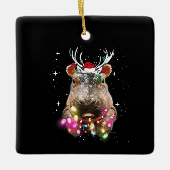 Ornement En Céramique Lumières de Noël Hippo Fiona Hippopotamus Lover (Devant)