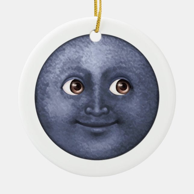 Ornement En Céramique Lune bleu foncé - Emoji (Devant)