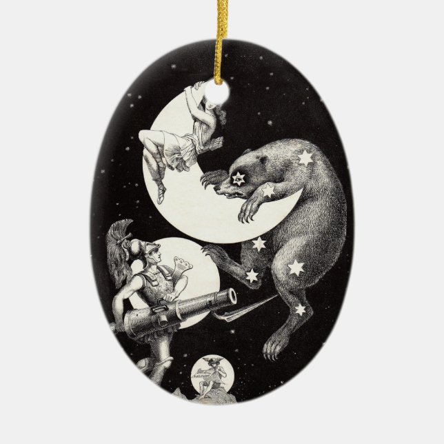 Ornement En Céramique Lune céleste ciel Univers Dieu Nuit Illustration (Devant)