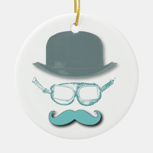 Ornement En Céramique Lunettes, casquettes et moustaches de Steampunk (Devant)