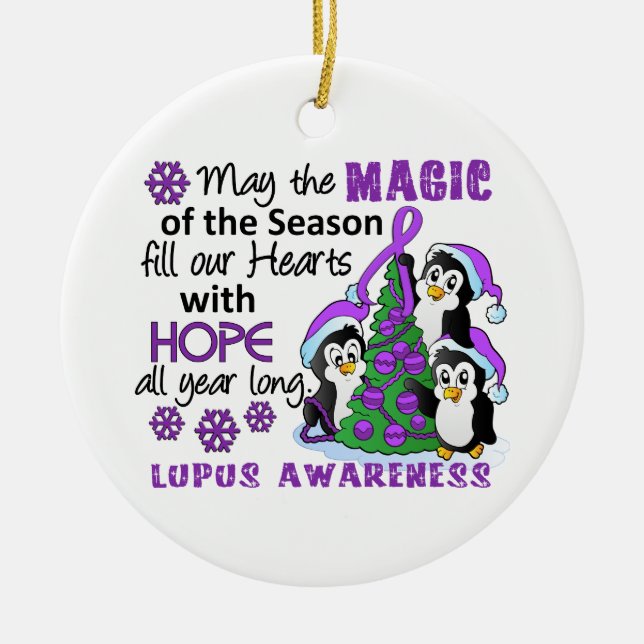 Ornement En Céramique Lupus de pingouins de Noël (Devant)