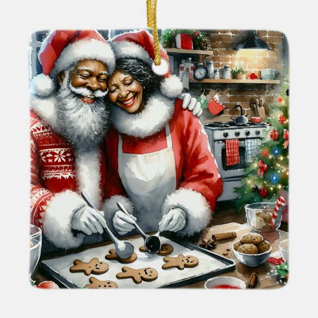 Ornement En Céramique M. et Mme Clause Joli Noël Personnalisé (Devant)