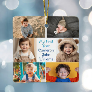Ornement En Céramique Ma première année Baby Boy Photo Collage Coupe 2 C