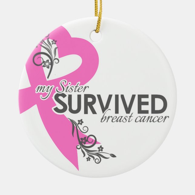 Ornement En Céramique Ma soeur a survécu au cancer du sein (Devant)