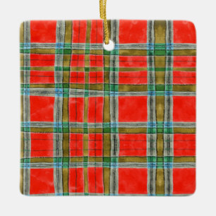 Ornement En Céramique MAC BAIN TARTAN Ceramic Square Ornament