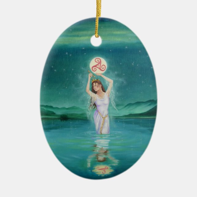 Ornement En Céramique "Madame celtique Ornement-Déesse de lac" (Devant)