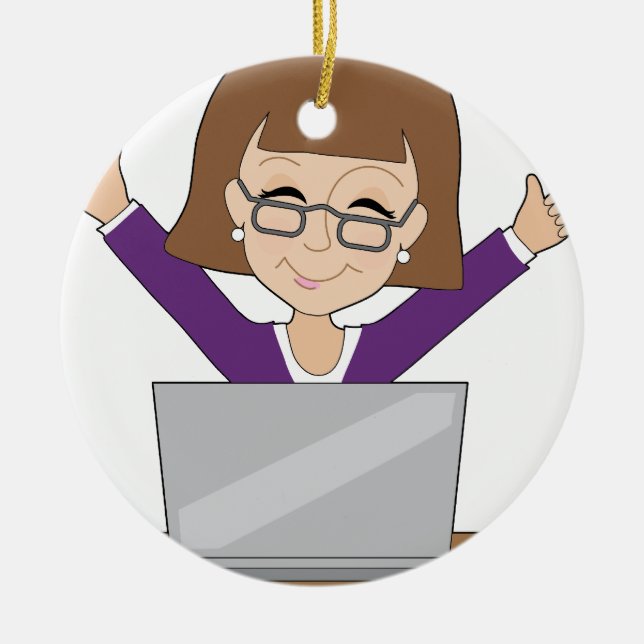 Ornement En Céramique Madame Laptop d'affaires (Devant)