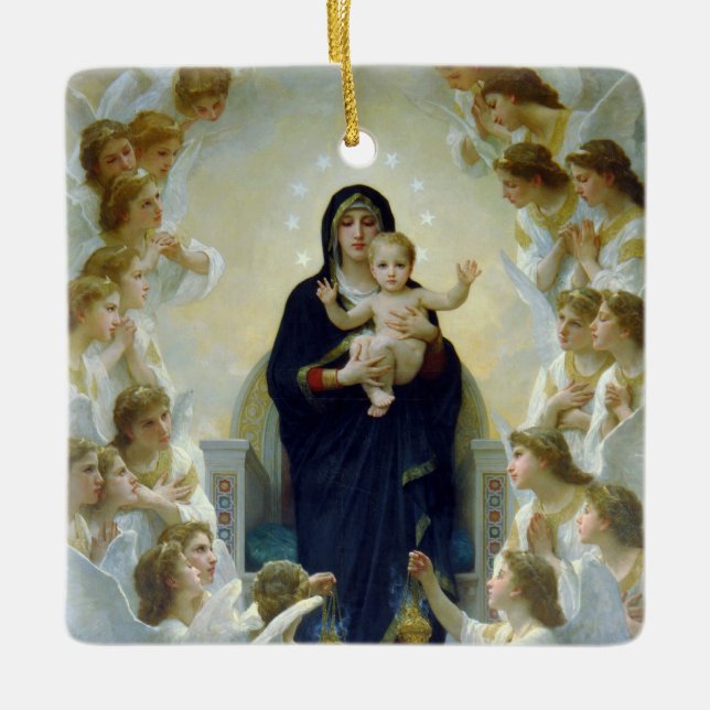 Ornement En Céramique Madonna + Angels, Bouguereau (Devant)