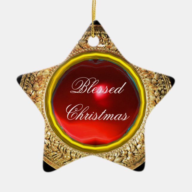 Ornement En Céramique Madonna du Magnificat / Ruby Gemstone Star (Devant)