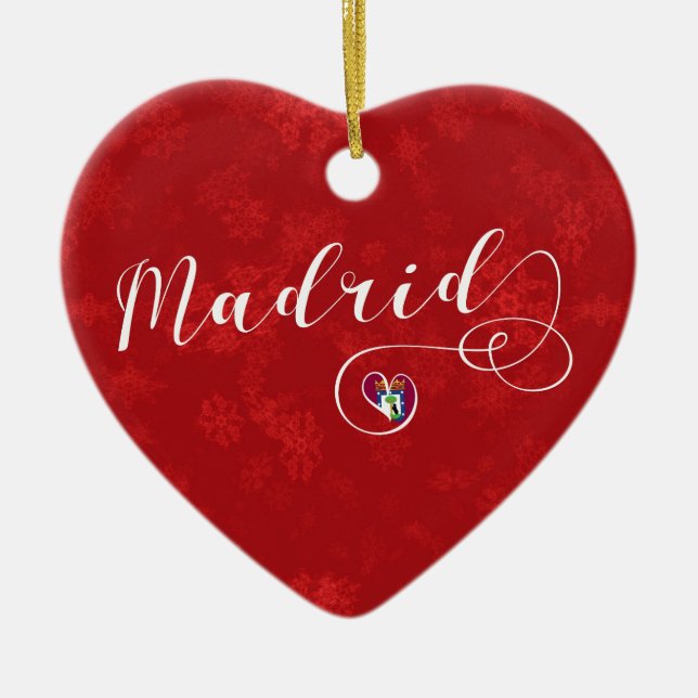 Ornement En Céramique Madrid Heart, Arbre de Noël Ornament, Espagne (Devant)