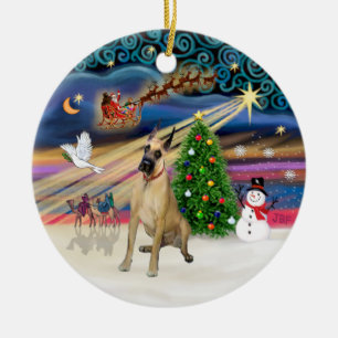 Ornement En Céramique Magie de Noël - Fawn Great Dane #20 (assis)