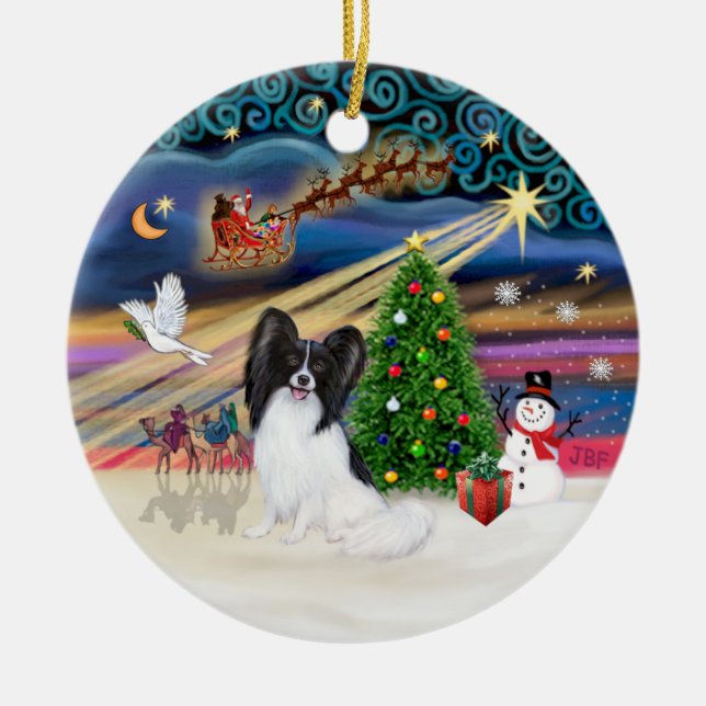 Ornement En Céramique Magie de Noël - Papillion (noir-blanc) (Devant)