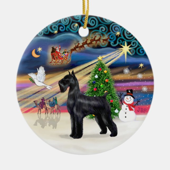 Ornement En Céramique Magie de Noël - Schnauzer géant (noir) (Devant)