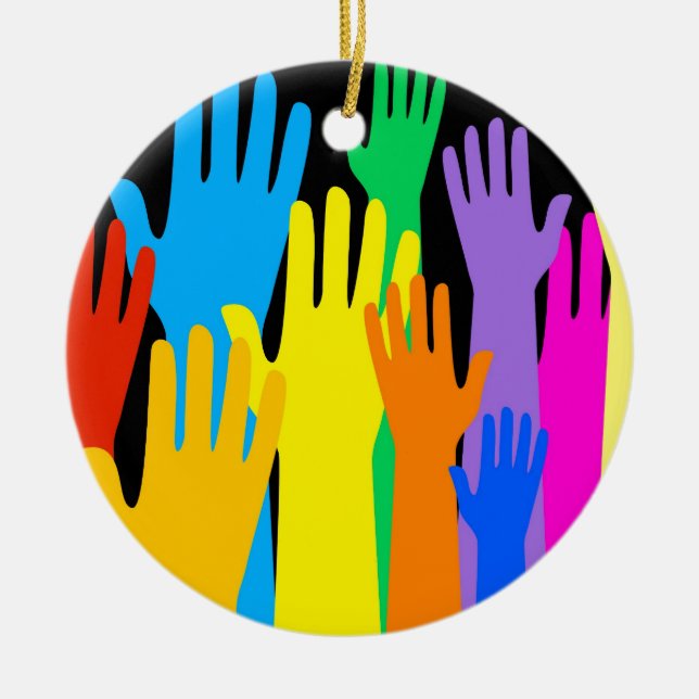 Ornement En Céramique Mains colorées (Devant)