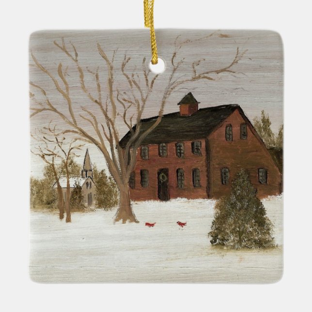 Ornement En Céramique Maison pour Noël de pays de vacances (Devant)