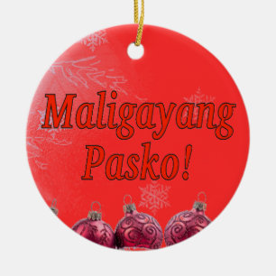 Ornement En Céramique Maligayang Pasko ! Joyeux Noël dans le Tagalog rf