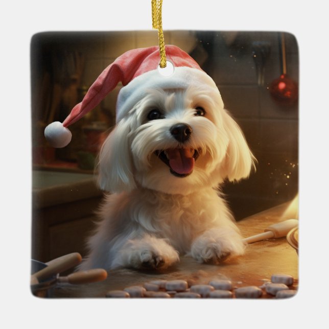Ornement En Céramique Maltese Christmas Cookies Festive Holiday (Devant)