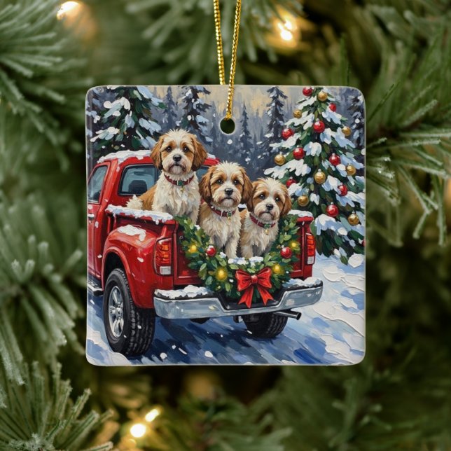 Ornement En Céramique Malti-Tzu Christmas Red Truck Holiday (Arbre)
