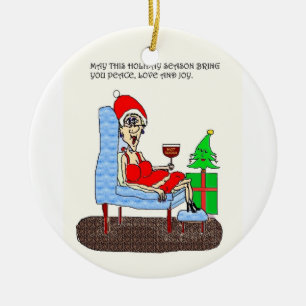 ORNEMENT EN CÉRAMIQUE MAMAN CHAUDE CHRISTMAS ORNAMENT D'AMOUR ET DE JOIE