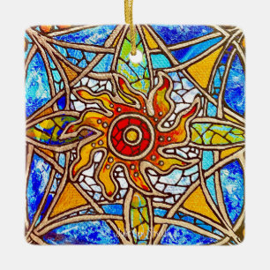 Ornement En Céramique Mandala 40-27 en verre tendu par Julie Ann Strickl