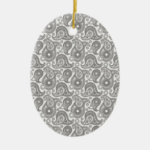 Ornement En Céramique Mandarine Paisley noir