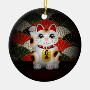 Ornement En Céramique Maneki en céramique blanc Neko