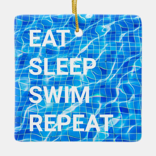 Ornement En Céramique Manger Sommeil nage Répéter piscine aquatique aqua (Devant)
