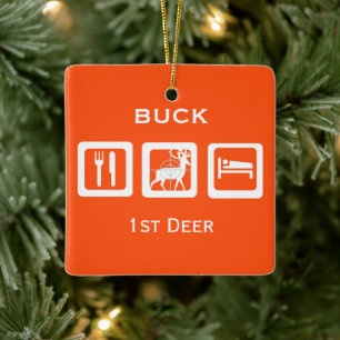 Ornement En Céramique Mangez Sleep Hunt First Deer Keepsaké avec votre p