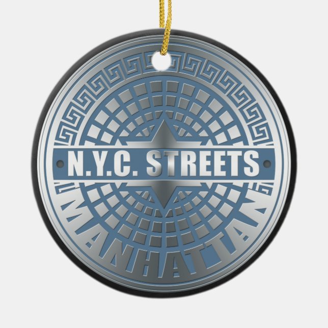 Ornement En Céramique Manhole Covers Manhattan (Devant)