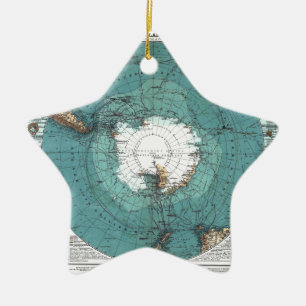 Ornement En Céramique Map of the South Pole