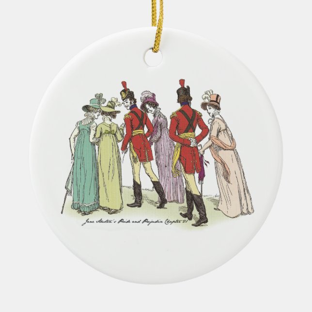 Ornement En Céramique Marche Avec Les Officiers - Jane Austen Fierté & P (Devant)