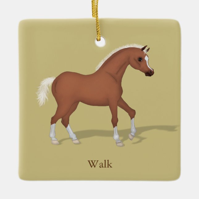 Ornement En Céramique Marcher Sorrel Gaits du Cheval Personnalisé (Devant)