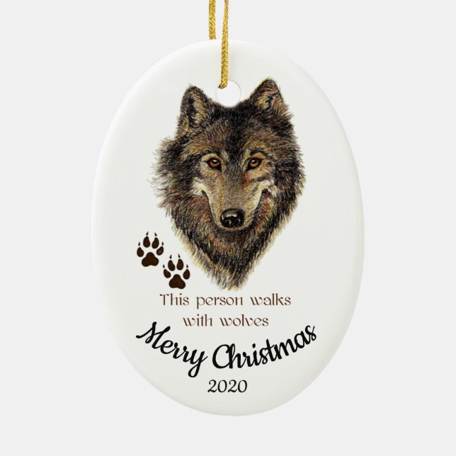 Ornement En Céramique Marches de Noël avec Citation de loups (Dos)
