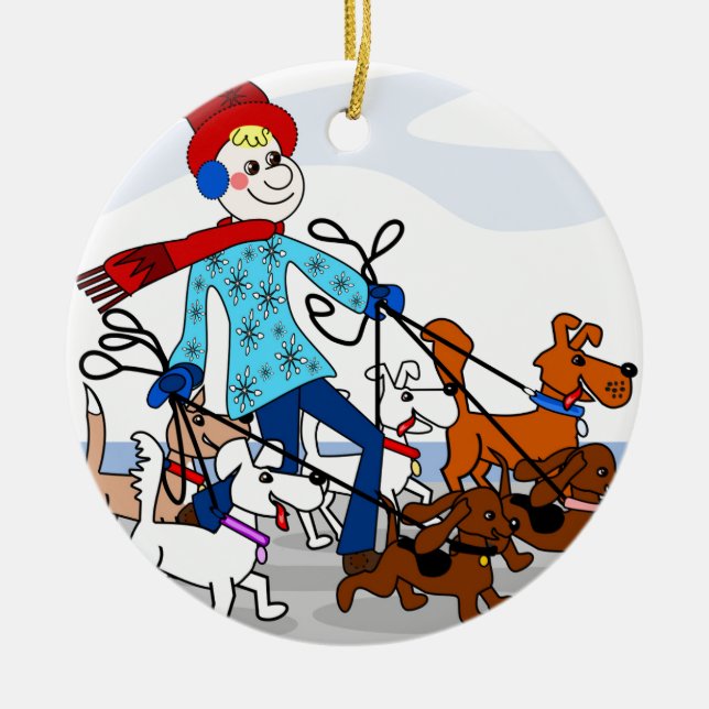 Ornement En Céramique Marcheur de chien (Devant)