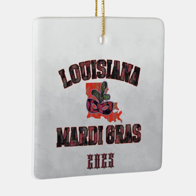 Ornement En Céramique Mardi Gras Rouge Noir (Droite)