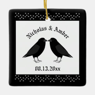 Ornement En Céramique Mariage gothique Baiser Ravens Personnalisé