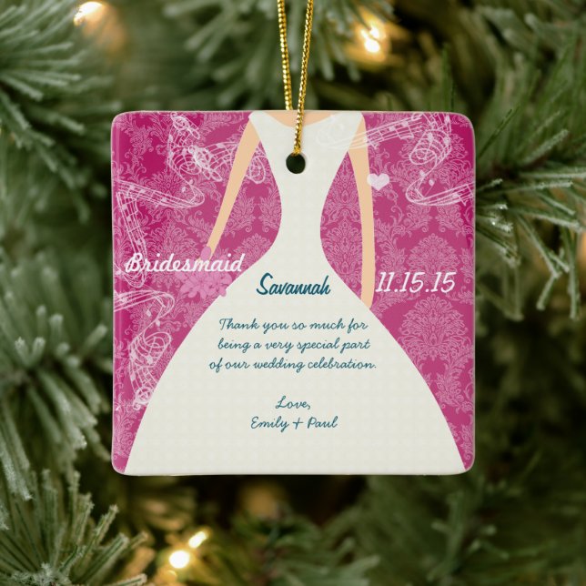 Ornement En Céramique Mariage Gown Bridesmaid Choisir les couleurs (Arbre)
