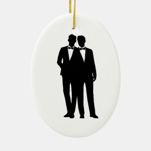 Ornement En Céramique Mariage Groom et Groom (Dos)