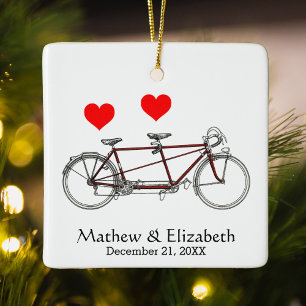 Ornement En Céramique Mariage personnalisé à bicyclette Vintage Cute Tan