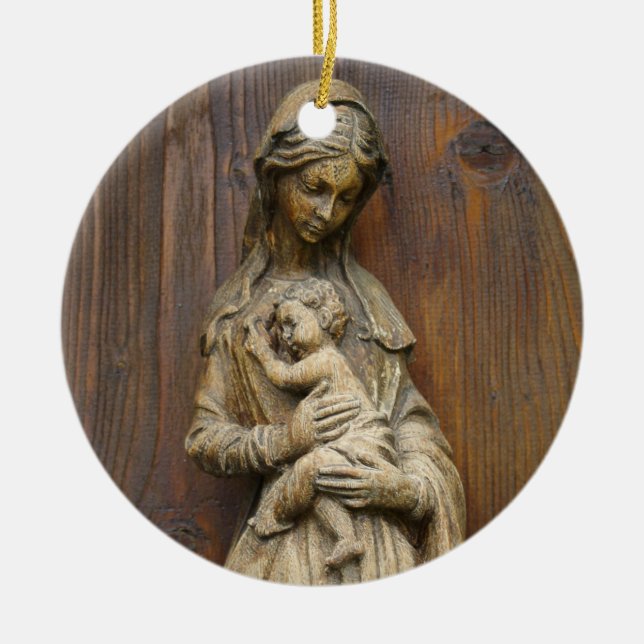 Ornement En Céramique Marie Et Bébé Jésus (Devant)