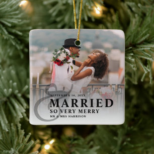 Ornement En Céramique Mariés Et Très Joyeux Photo De Mariage Nouvellemen