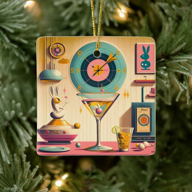 Ornement En Céramique Martini lapin atomique Futuriste du milieu du sièc (Arbre)