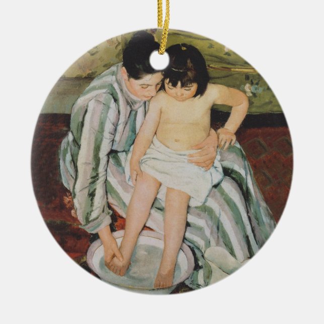 Ornement En Céramique Mary Cassatt Peinture sur le bain de l'enfant (Devant)
