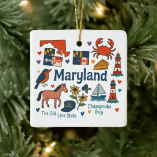 Ornement En Céramique Maryland Custom Family Trip Keepsaké Noël