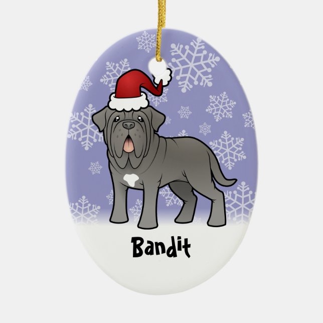 Ornement En Céramique Mastiff napolitain de Noël (Devant)